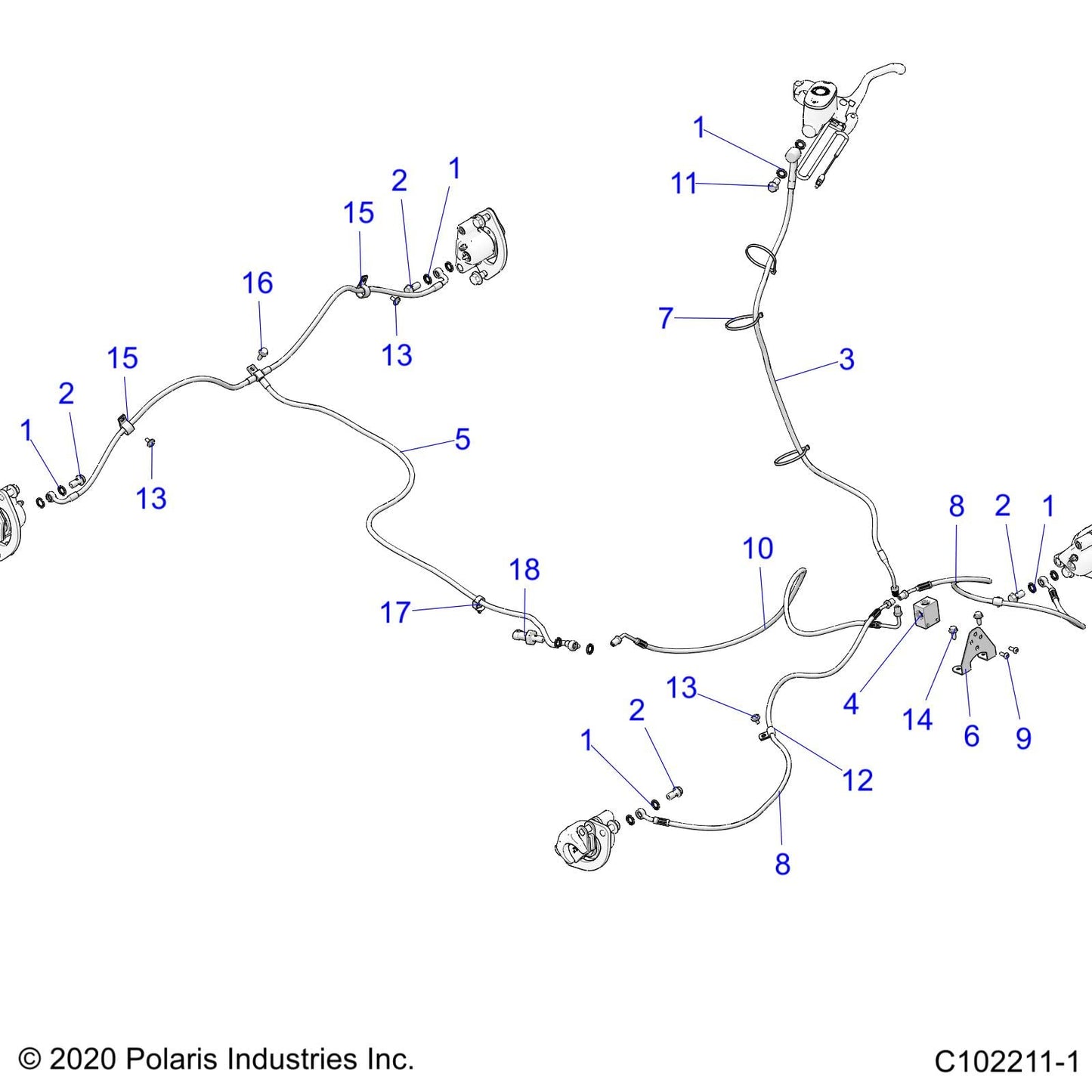 Polaris ATV Brake Line, Rear, Genuine OEM Part 1913022, Qty 1