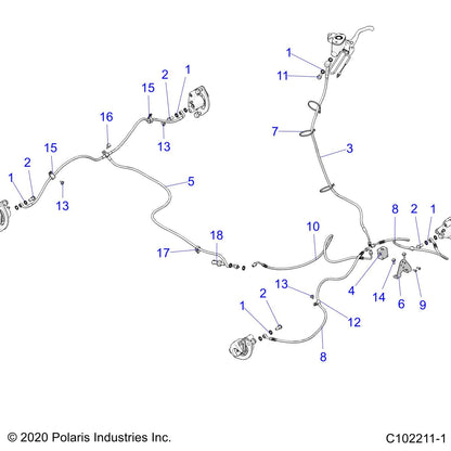 Polaris ATV Brake Line, Rear, Genuine OEM Part 1913022, Qty 1