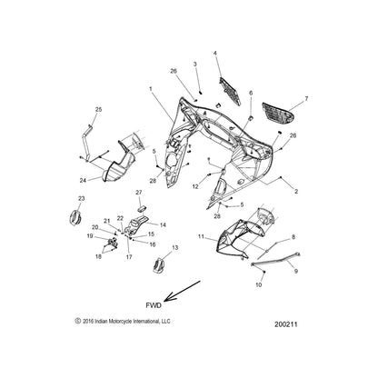Indian Motorcycle Speaker Grill, Right, Indian, Genuine OEM Part 5439885, Qty 1