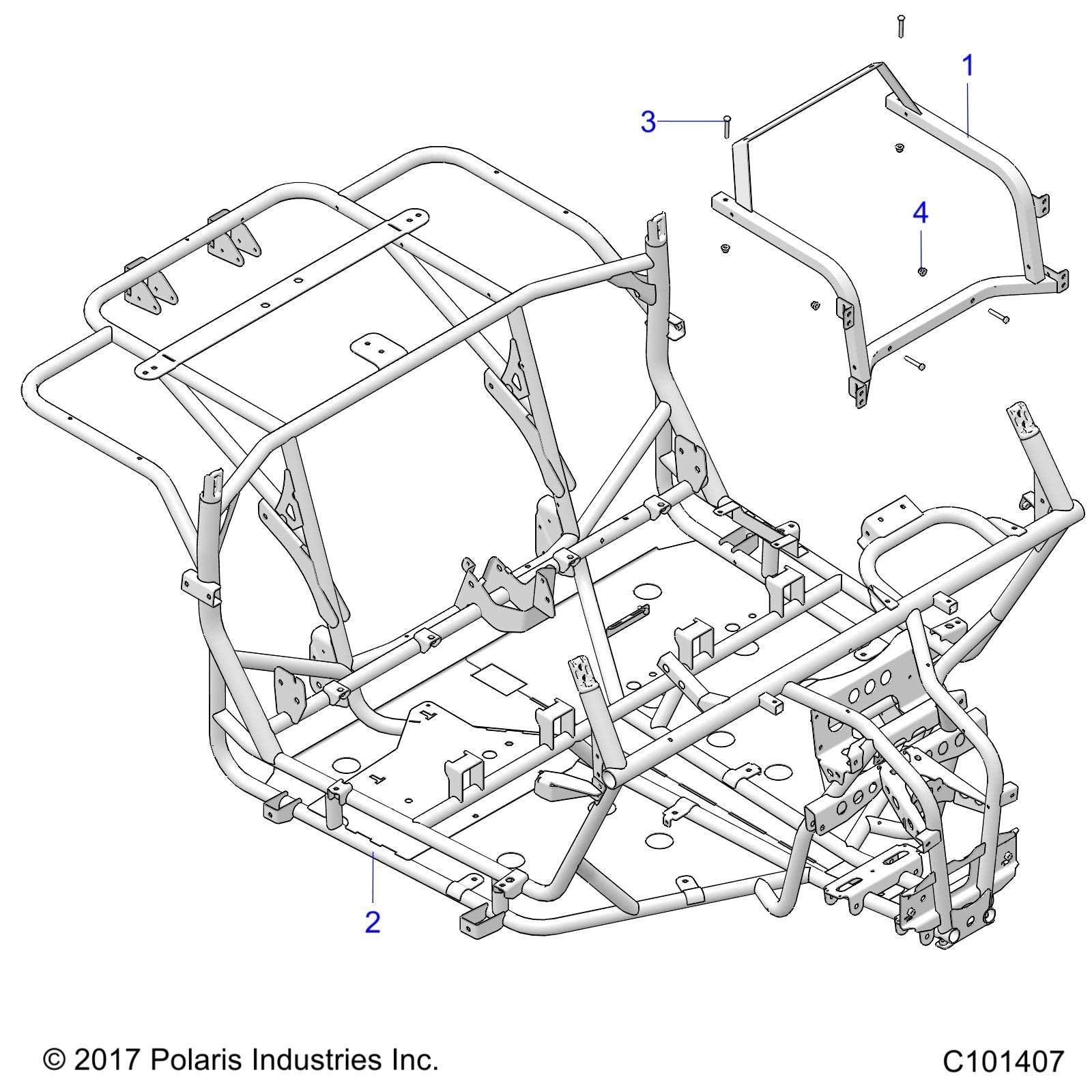 Polaris Ranger Chassis Weld, Front, Matte Black, Genuine OEM Part 1023720-458, Qty 1