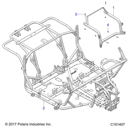 Polaris Ranger Chassis Weld, Front, Matte Black, Genuine OEM Part 1023720-458, Qty 1
