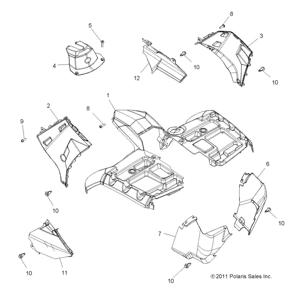 
                      
                        Polaris ATV Side Pane, Upper, Left, Solar Red, Genuine OEM Part 5438946-342, Qty 1
                      
                    