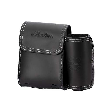 Indian Motorcycle Rear Highway Motorcycle Bar Bag for Specific Bagger, Touring Models, Black Genuine Leather, Includes Water Bottle Holder and One Pouch for Gloves, Maps, Phone and More - 2880297-01