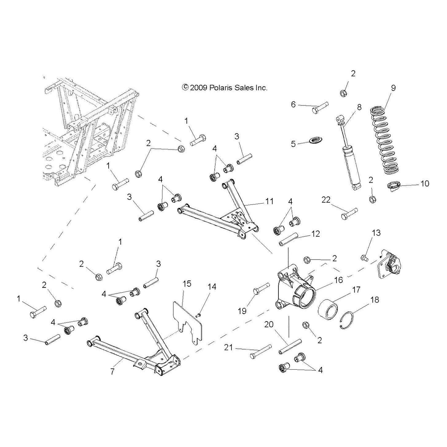 Polaris Ranger Control Arm, Rear, Lower, Medium Gloss Medium Gloss Black, Genuine OEM Part 1018185-067, Qty 1