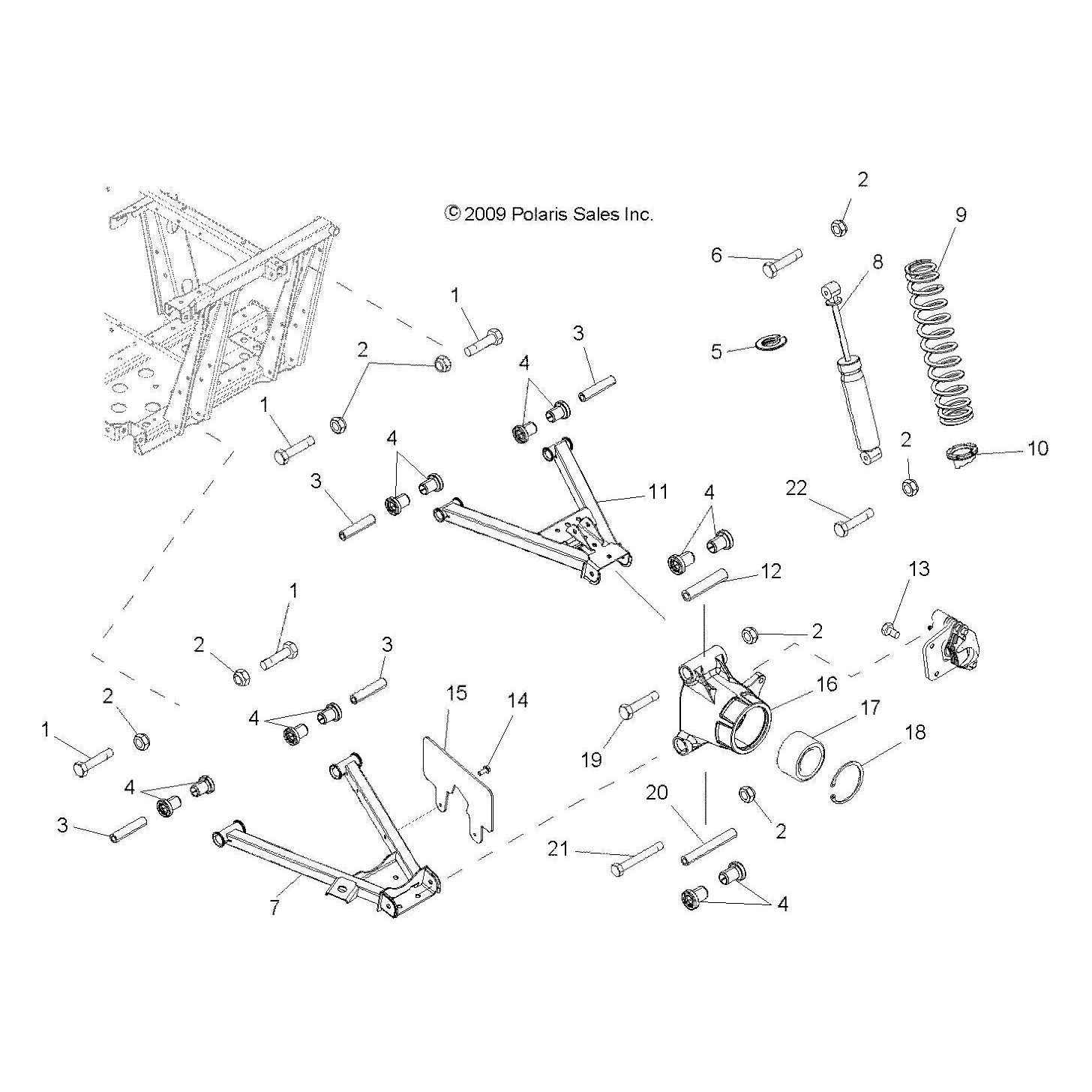 Polaris Ranger Control Arm, Rear, Lower, Medium Gloss Medium Gloss Black, Genuine OEM Part 1018185-067, Qty 1