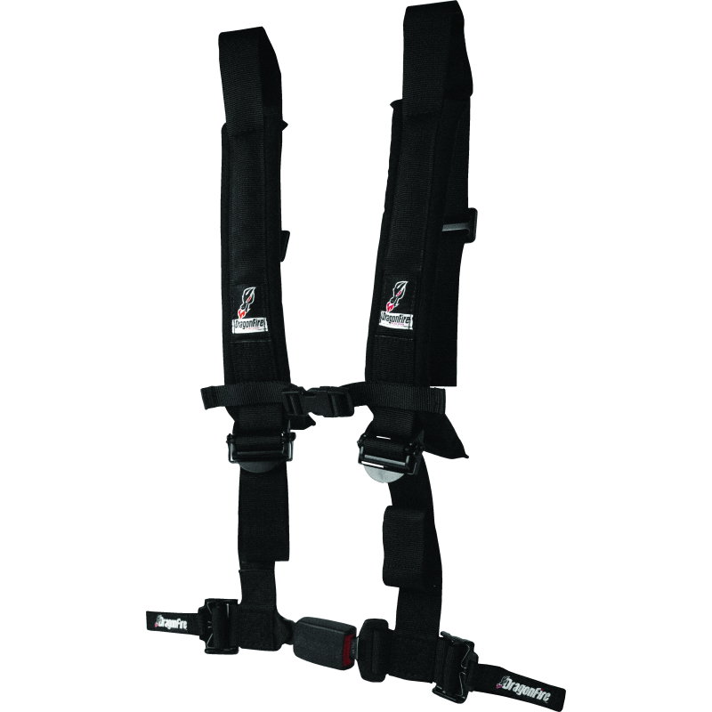 DragonFire Racing Harness H-Style- 4-Point- EZ-Adjust- 2in Buckle- Black