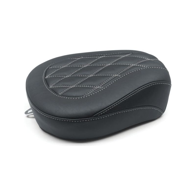 Mustang 08-21 Harley Wide Tripper FL Touring Passenger Seat w/Grey Diamond Stitch - Black