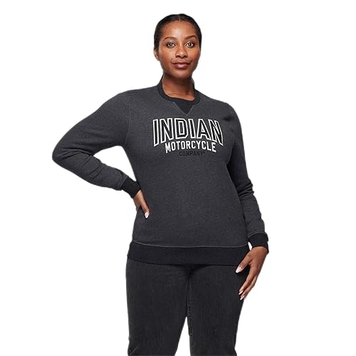 Indian Motorcycle Women's Contrast Ribbed Sweatshirt, Gray - XS - 283343101