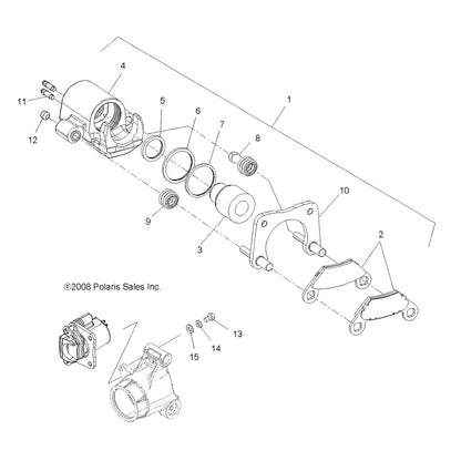 Polaris ATV Dual Input Caliper Assembly, Genuine OEM Part 1911415, Qty 1