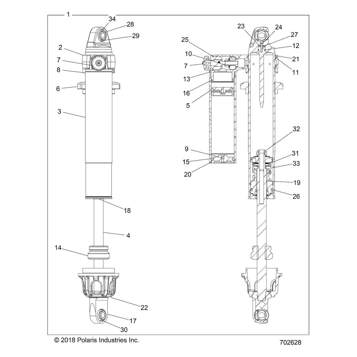 Polaris RZR SEAL HEAD ASM. 2.5 PRESS IN, 875 SHAFT, NEGATIVE SPRING, Genuine OEM Part 1800963, Qty 1