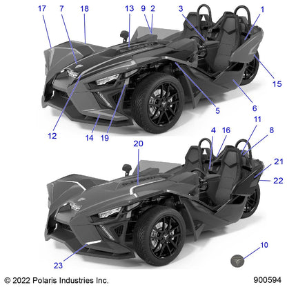 Polaris Slingshot Decal-Front Wing,LH,RED, Genuine OEM Part 7187369, Qty 1