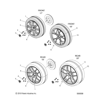 Polaris Slingshot Cast Wheel, Rear, Genuine OEM Part 1521784, Qty 1