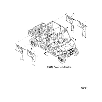 Polaris Ranger Door Nets, Rear, Full, RANGER, Genuine OEM Part 2686766, Qty 1
