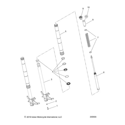 Indian Motorcycle Fork Assembly, Right, Genuine OEM Part 1824736, Qty 1
