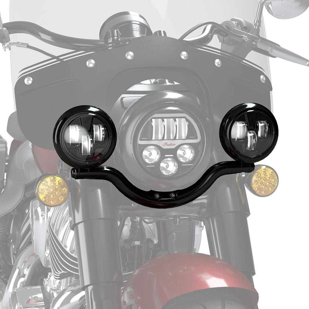 
                      
                        Indian Motorcycle Pathfinder S Driving Light Mount, Black, for Chief, Super Chief, Chief Bobber, Chief Dark Horse Models and More, Includes Mounting Bar, Wiring Harness, Hardware - 2884775-266
                      
                    