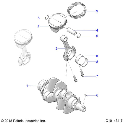 Polaris ATV Piston Kit, Genuine OEM Part 2205145, Qty 1
