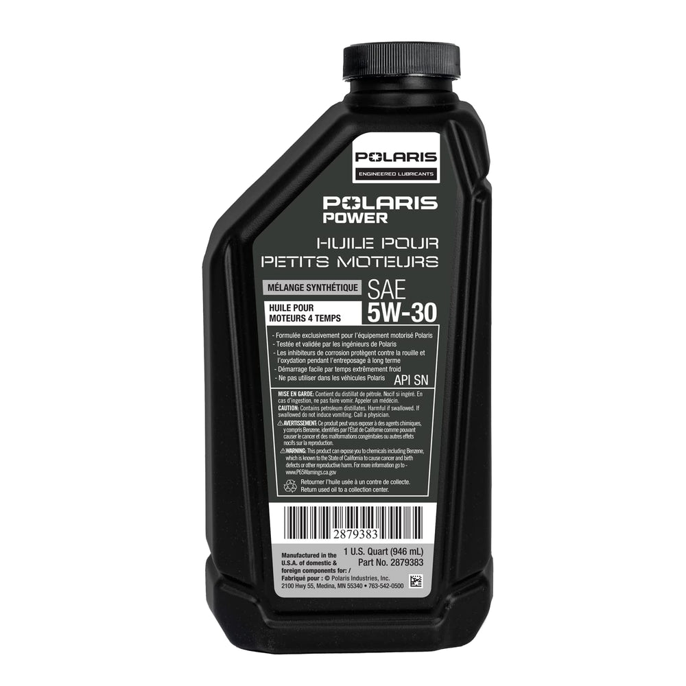 
                      
                        Polaris Synthetic Oil 5W-30 SAE for Portable Generators With Small 4 Cycle Engines, Power Equipment Only, Rust and Oxidation Preventative, Easy Starting in Extreme Cold, 1 Quart, Qty 1-2879383
                      
                    