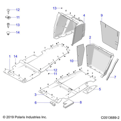 Polaris Slingshot Footwell Shield, Right, Genuine OEM Part 5814619, Qty 1