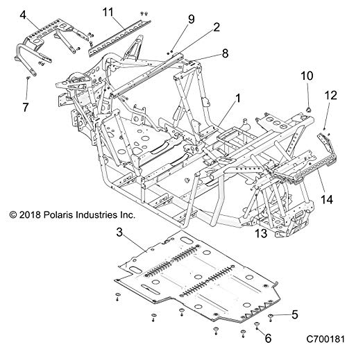 Polaris RZR Skid Plate, Plastic, Gloss Black, Genuine OEM Part 5438937-070, Qty 1