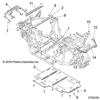Polaris RZR Skid Plate, Plastic, Gloss Black, Genuine OEM Part 5438937-070, Qty 1