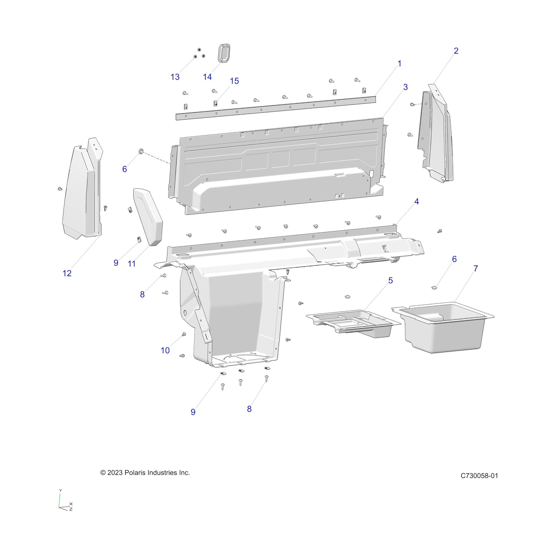 Polaris Off Road Closeoff Panel, Lower, Gloss Black, Genuine OEM Part 5453742-070, Qty 1
