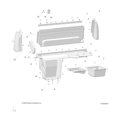 Polaris Off Road Closeoff Panel, Lower, Gloss Black, Genuine OEM Part 5453742-070, Qty 1