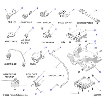 Indian Motorcycle K-FOB HOUSING,2BTN [PLASTIC HOUSING ONLY], Genuine OEM Part 2890127, Qty 1