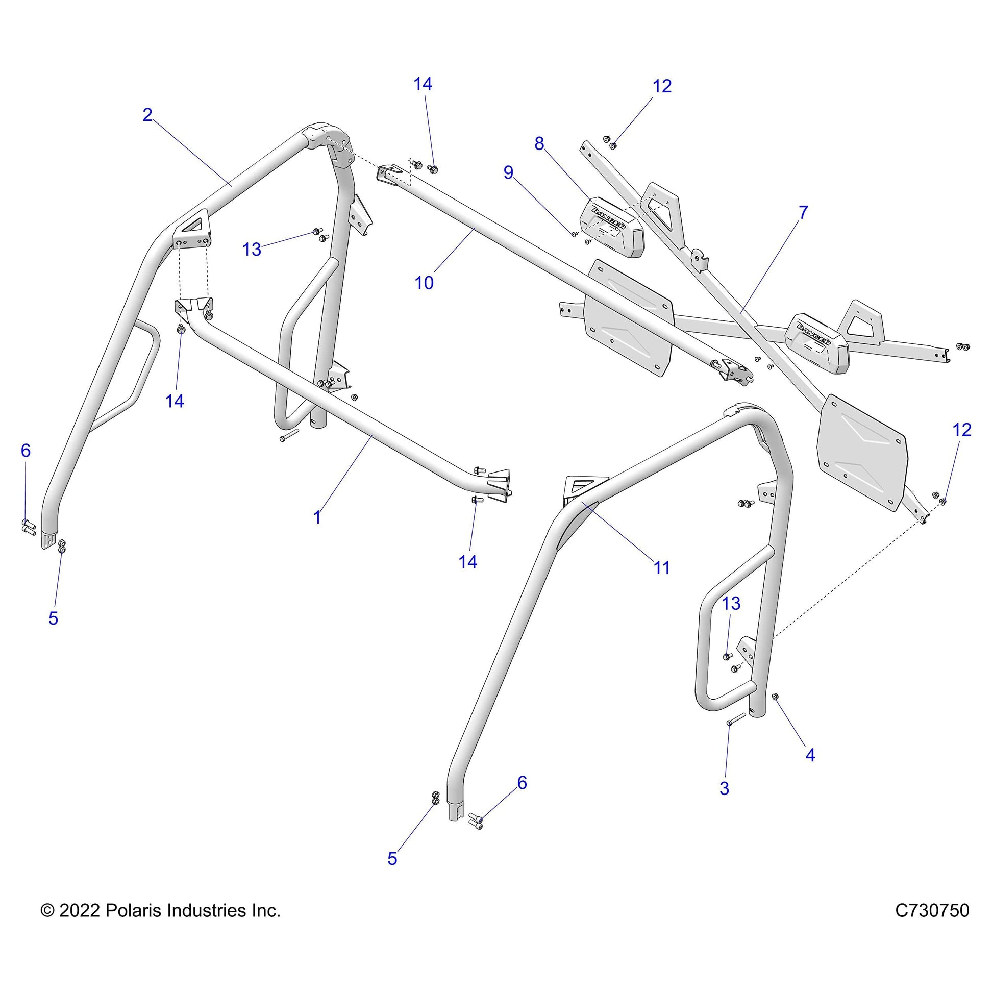 Polaris Ranger Cab Frame Weld, Front, Left, Matte Black, Genuine OEM Part 1022454-458, Qty 1