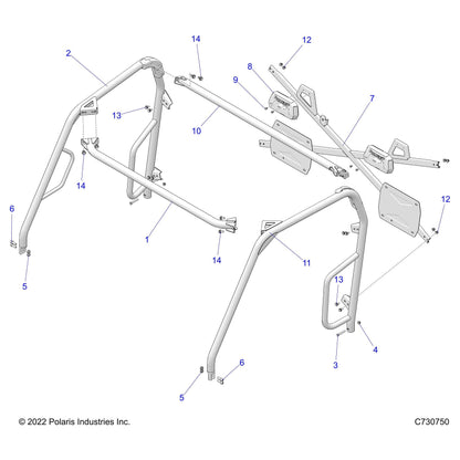 Polaris Ranger Cab Frame Weld, Front, Left, Matte Black, Genuine OEM Part 1022454-458, Qty 1