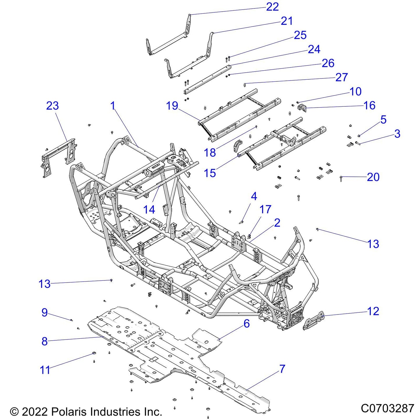 Polaris RZR Seat Support Bracket, Front, Black, Genuine OEM Part 5258097-329, Qty 1