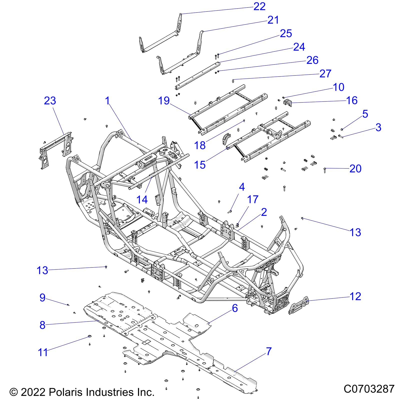 Polaris RZR Seat Support Bracket, Front, Black, Genuine OEM Part 5258097-329, Qty 1