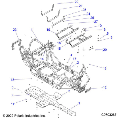 Polaris RZR Seat Support Bracket, Front, Black, Genuine OEM Part 5258097-329, Qty 1