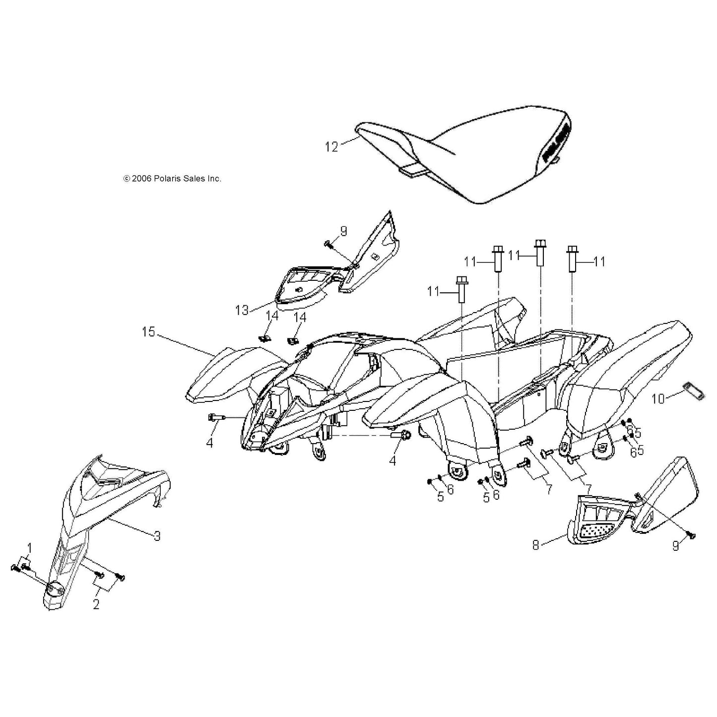 Polaris ATV Side Panel, Left, Lime Squeeze, Pred Y-6, Genuine OEM Part 0451325-630, Qty 1