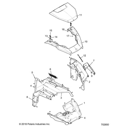 Polaris Ranger Fender, Front, Left, Matte Titanium Metallic Gloss, Genuine OEM Part 5453151-653, Qty 1