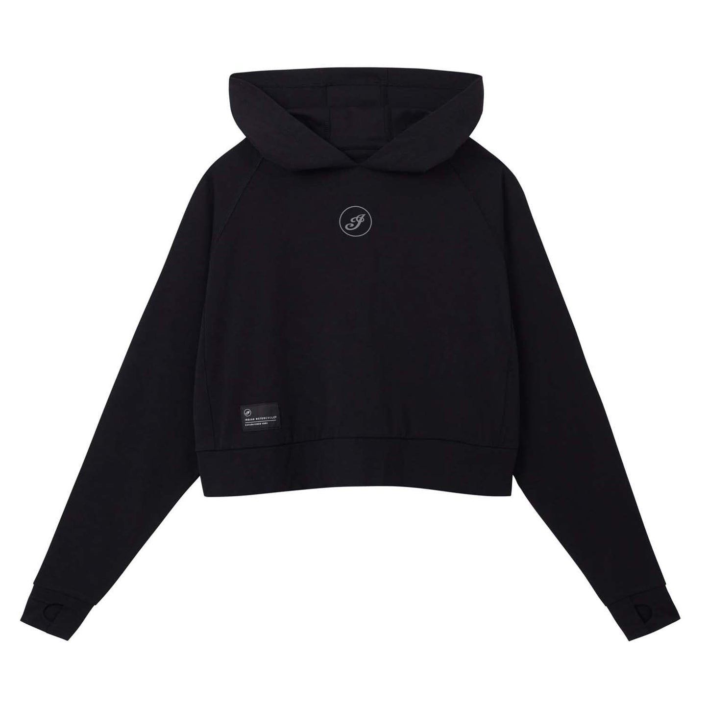 Indian Motorcycle Women's Cropped Athlete Hoodie, Black
