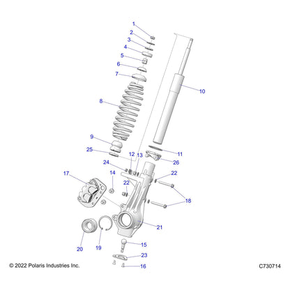 Polaris Ranger Hubstrut Assembly, Left, Genuine OEM Part 1824515, Qty 1