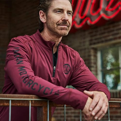 Indian Motorcycle Men's Sleeve Printed Athlete Quarter Zip, Port - 2XL - 283341112