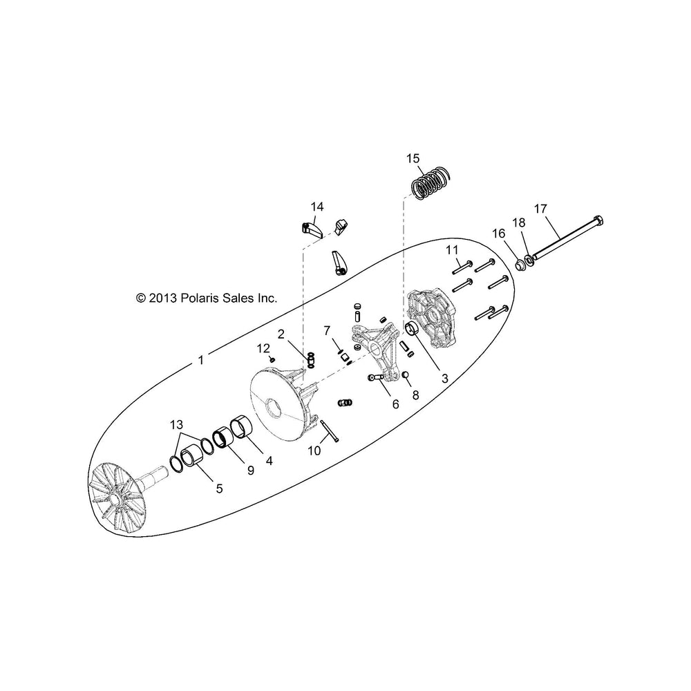 
                      
                        Polaris Ranger Basic Engine Braking System (EBS) Drive Clutch Assembly, Genuine OEM Part 1323096, Qty 1
                      
                    