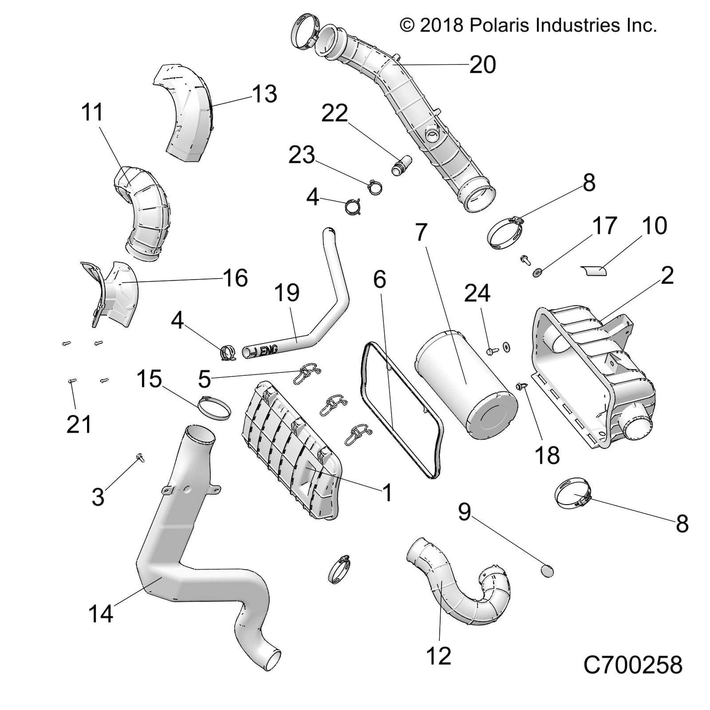 Polaris RZR Top Intake Hose Cover, Gloss Black, Genuine OEM Part 5451616-070, Qty 1