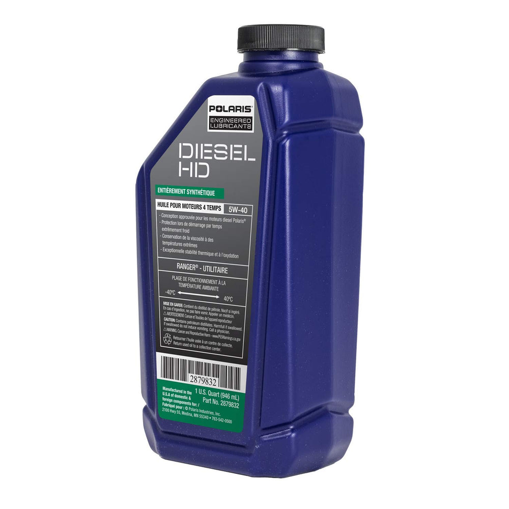 
                      
                        Polaris Diesel HD SAE 5W-40 Full Synthetic Oil 4 Cycle for Specific RANGER Diesel Models, Extreme Cold Weather Start Up Protection, Outstanding Thermal & Oxidation Stability, 1 Quart, Qty 1-2879832
                      
                    