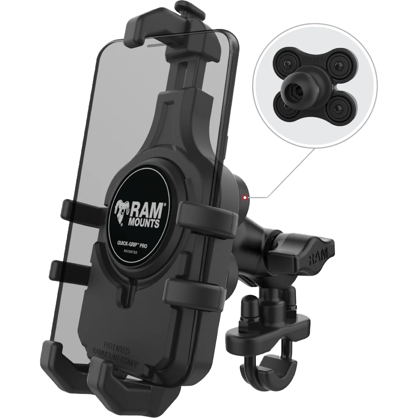 Quick Grip Pro Hbar Phn Mnt W/Vibe Safe Short