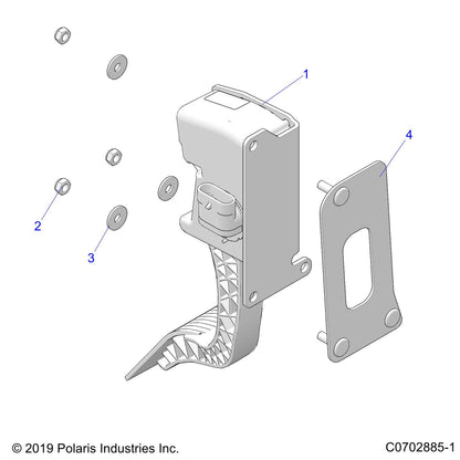 Polaris RZR Electronic Throttle Pedal, Genuine OEM Part 4017988, Qty 1