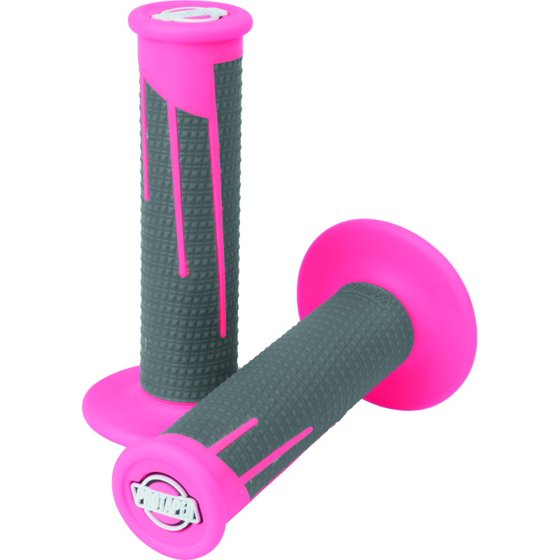 ProTaper Full Diamond Clamp-On Grips - Neon Pink/Dark Gray
