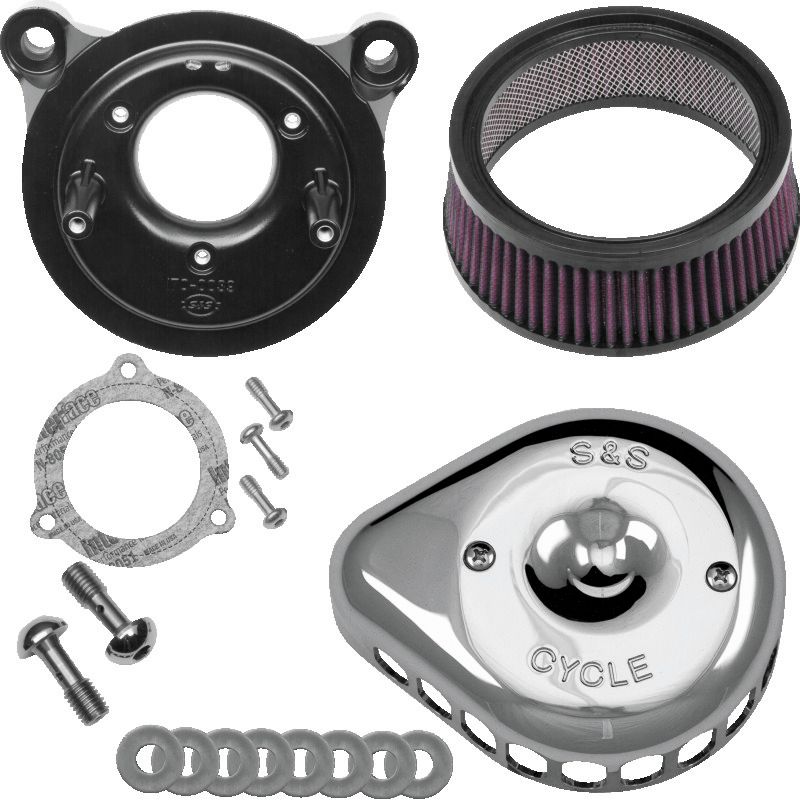 S&S Cycle 08-17 Touring/16-17 Softail Models Stealth Air Cleaner Kit w/ Chrome Mini Teardrop Cover