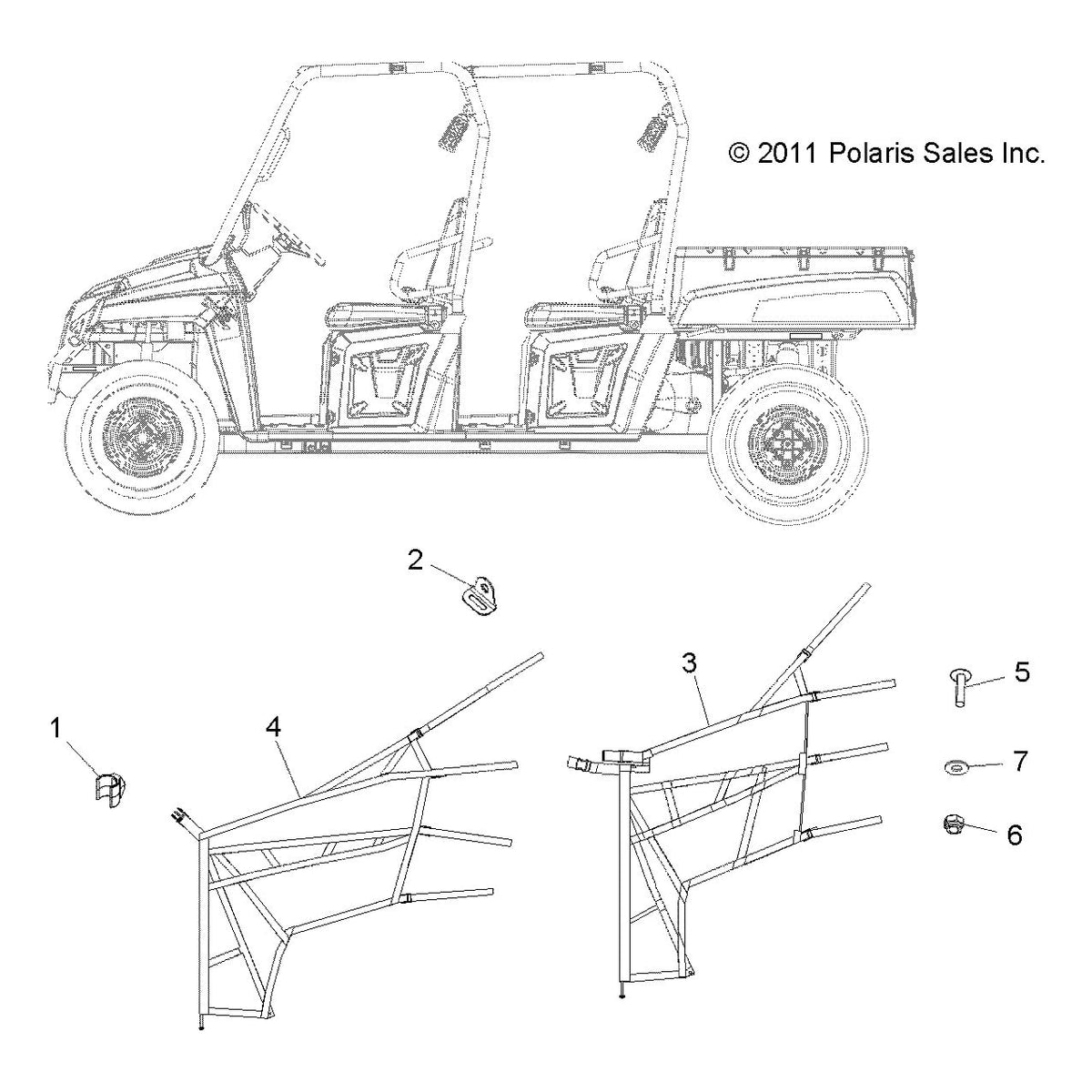 Polaris Ranger Side Net, Rear, Genuine OEM Part 2685123, Qty 1