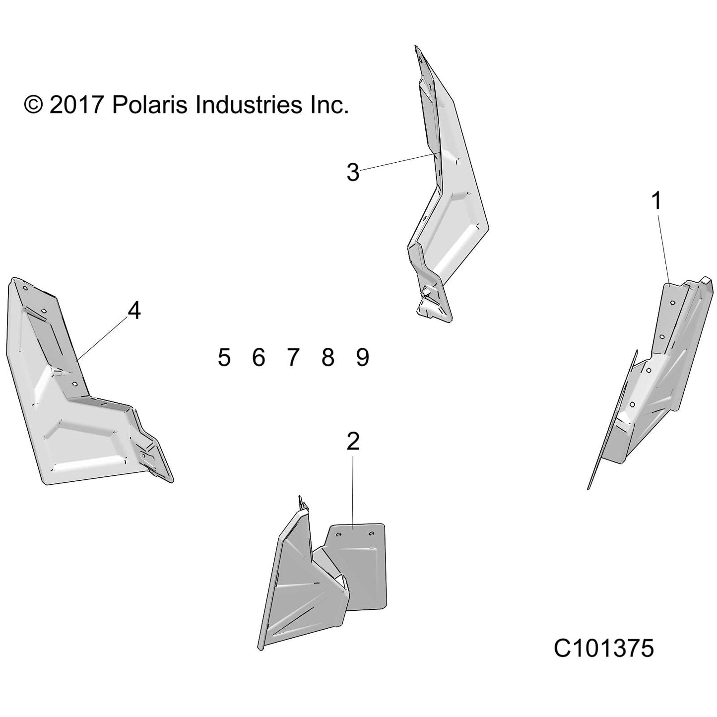 Polaris ATV Fender Flare, Rear, Right, Black, Genuine OEM Part 5454702-070, Qty 1