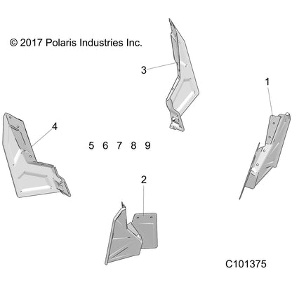 Polaris ATV Fender Flare, Rear, Right, Black, Genuine OEM Part 5454702-070, Qty 1