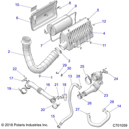 Polaris RZR Airbox Hose, In, Genuine OEM Part 5416487, Qty 1