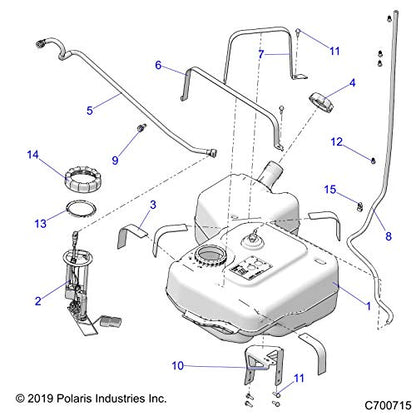 Polaris Ranger Fuel Line, Genuine OEM Part 8450040-134, Qty 1