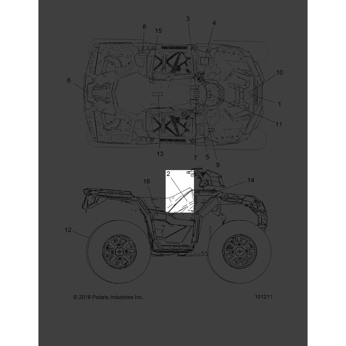 Polaris ATV Side Decal, XP 1000, Left, Genuine OEM Part 7185259, Qty 1